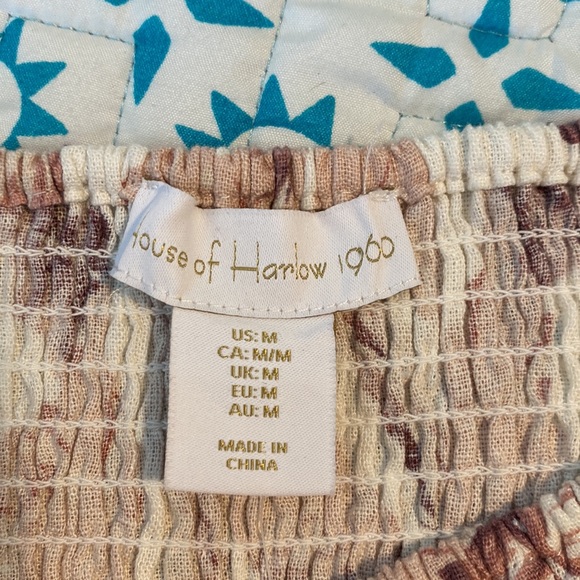 NWOT House of Harlow 1960 Palm Leaf Smock Linen Blend Midi Dress White P… - Picture 11 of 12